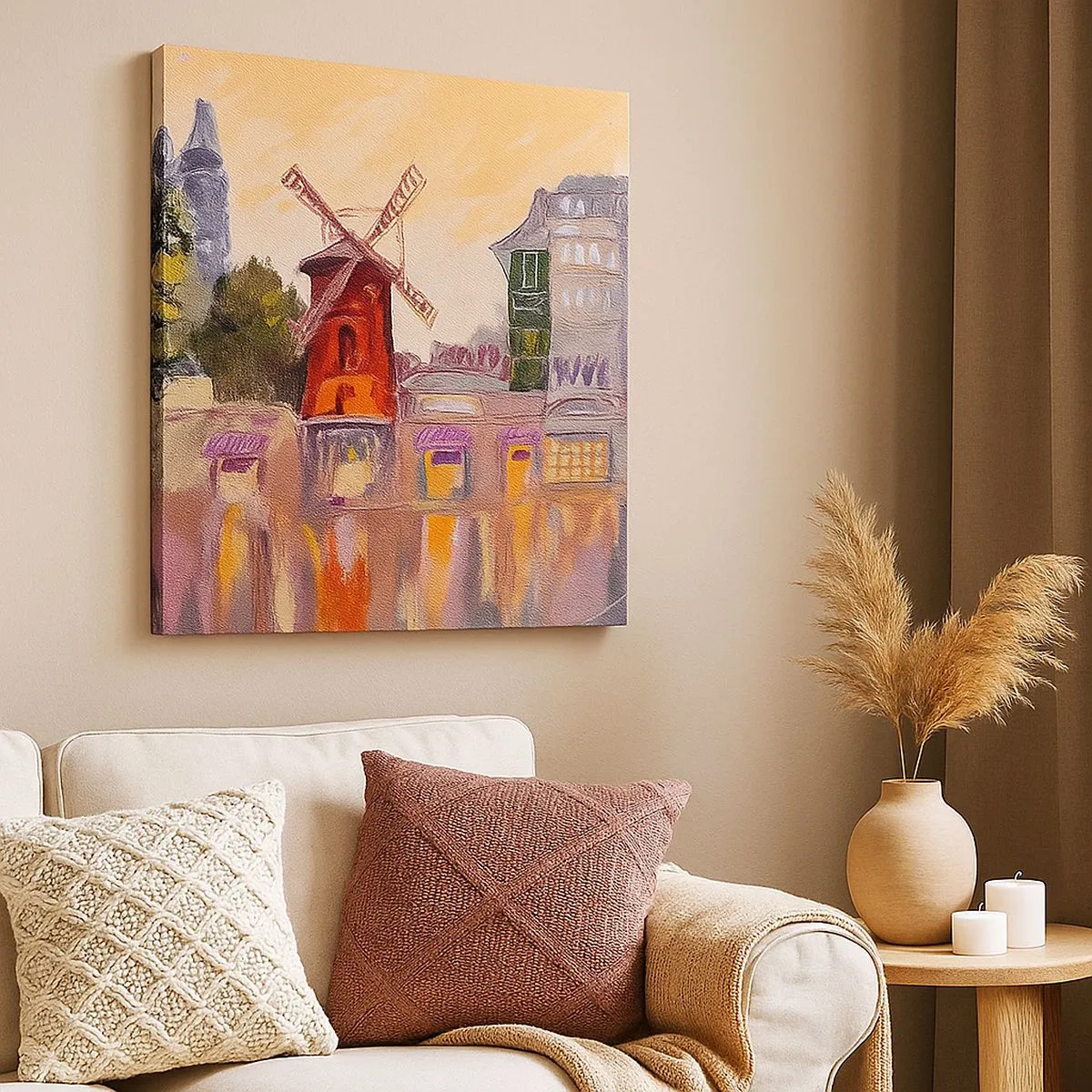 Impression sur toile - Image sur toile - Icones parisiennes – le Moulin rouge - 30x30 cm