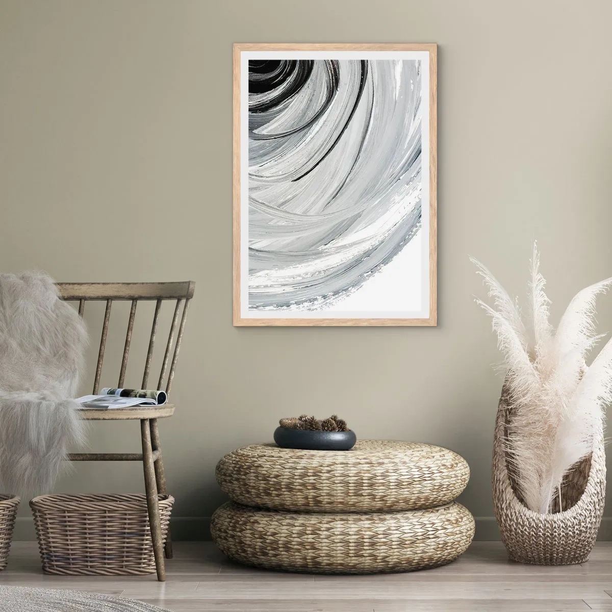 Affiche dans un chêne clair - Poster - Composition orbitale - 30x40 cm