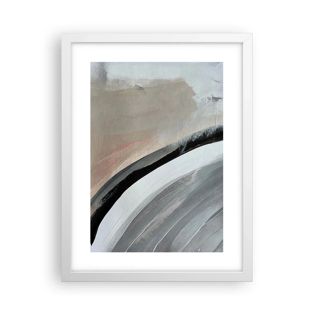 Affiche dans un cadre blanc - Poster - Composition : arc de noir et gris - 30x40 cm