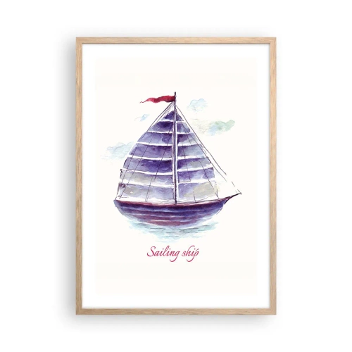 Affiche dans un chêne clair - Poster - Plein de voiles et d’eau calme - 50x70 cm