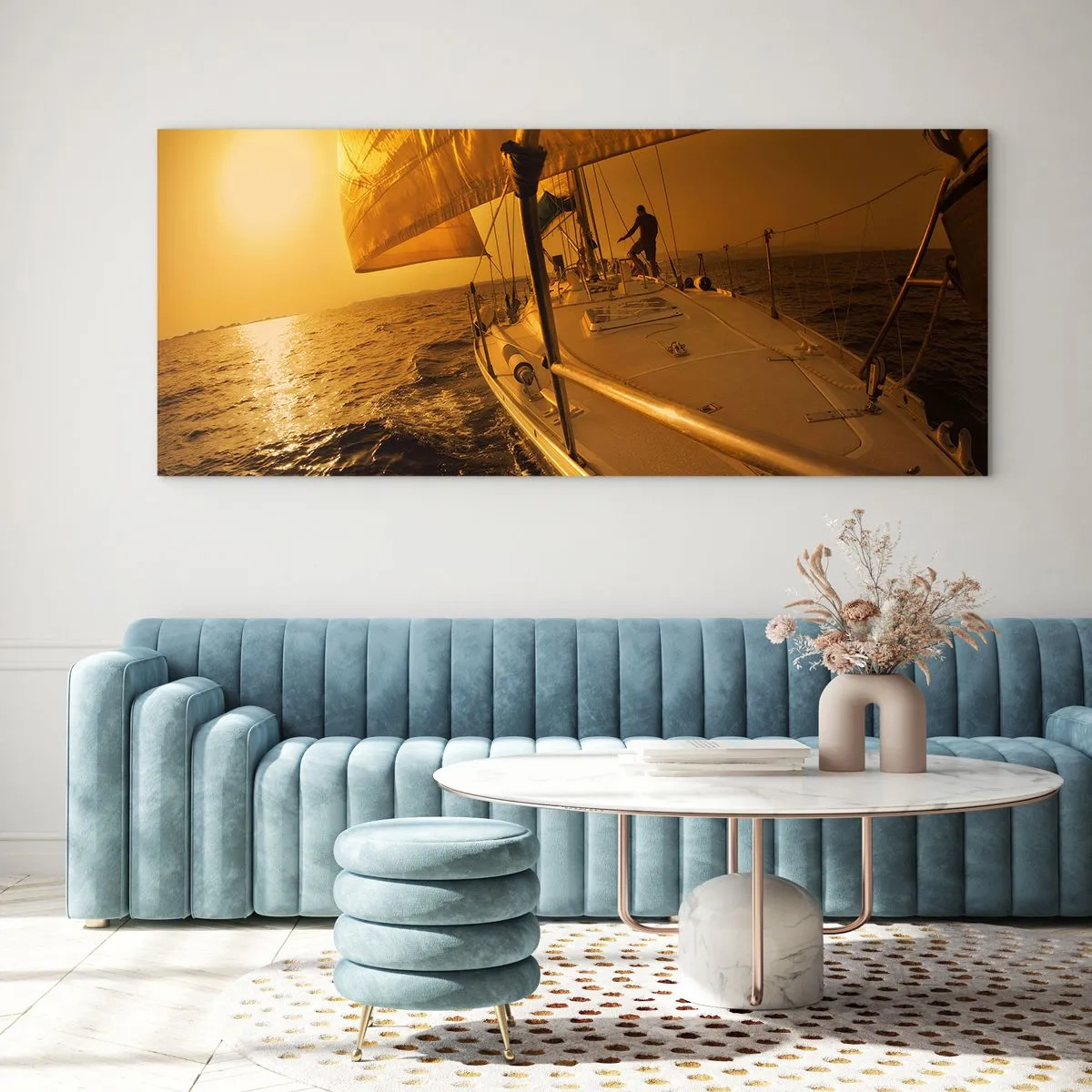 Impression sur verre - Image sur verre - Une soirée en por après une journée haute en couleurs - 90x30 cm