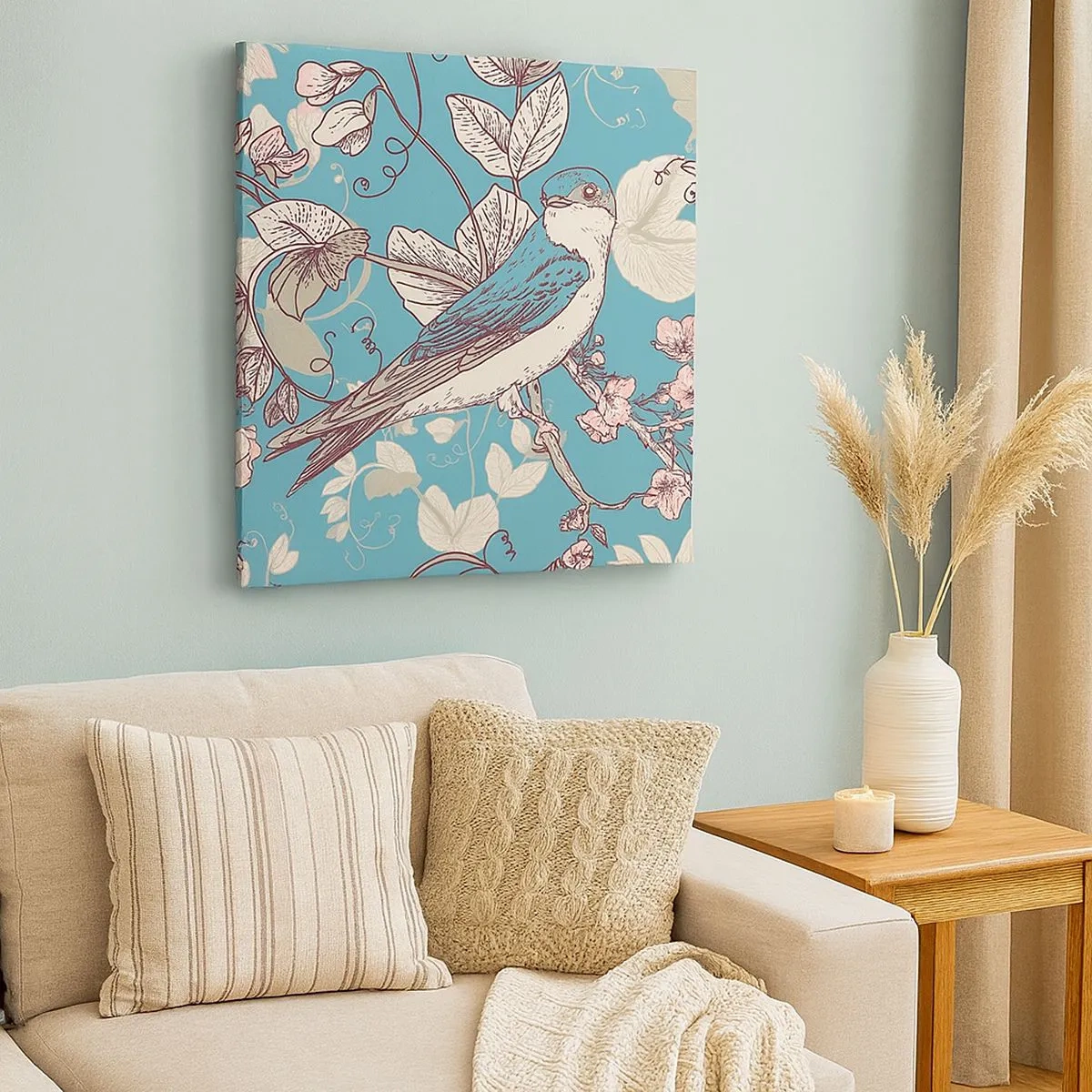 Impression sur toile - Image sur toile - Dans le bois blanc du rouge et de l'argent - 30x30 cm