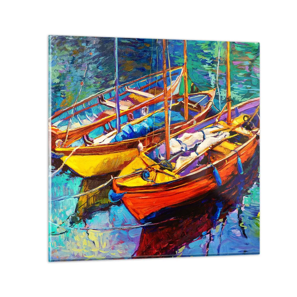 Impression sur verre - Image sur verre - Sur l'eau épaisse de couleurs - 50x50 cm