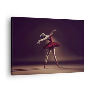 Impression sur toile - Image sur toile - Une danseuse de ballet en robe rouge sur fond de scène - 70x50cm - Une danseuse étoile - Décoration murale moderne pour le salon et la chambre ARTTOR