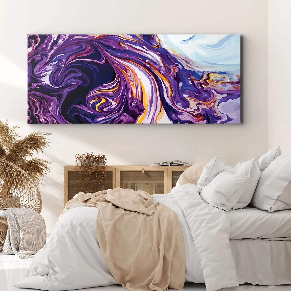 Impression sur toile - Image sur toile - La courbure de l'espace en violet - 90x30 cm