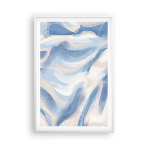 Affiche dans un cadre blanc - Poster - Vagues bleues - 61x91 cm