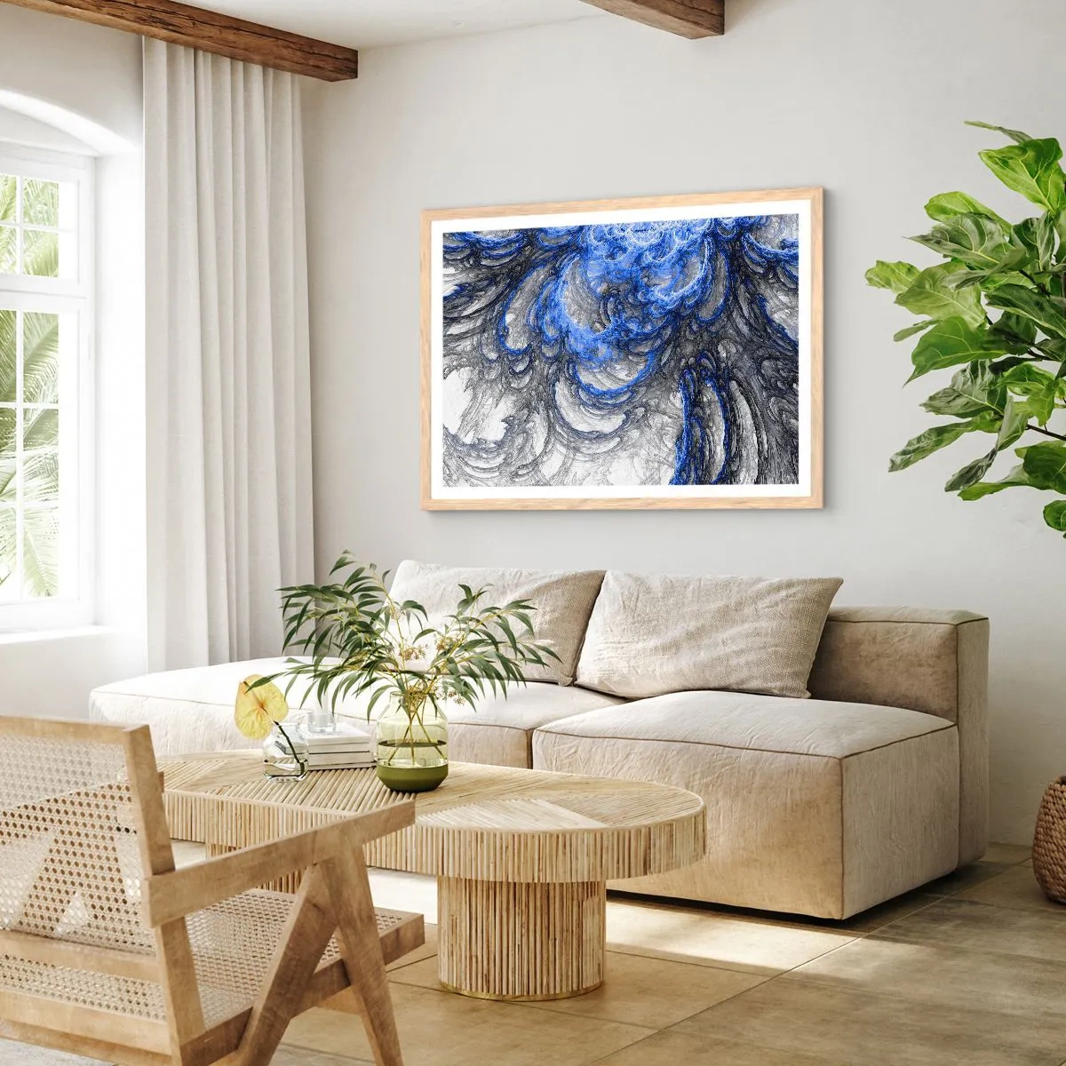 Affiche dans un chêne clair - Poster - La naissance d'une vague - 50x40 cm