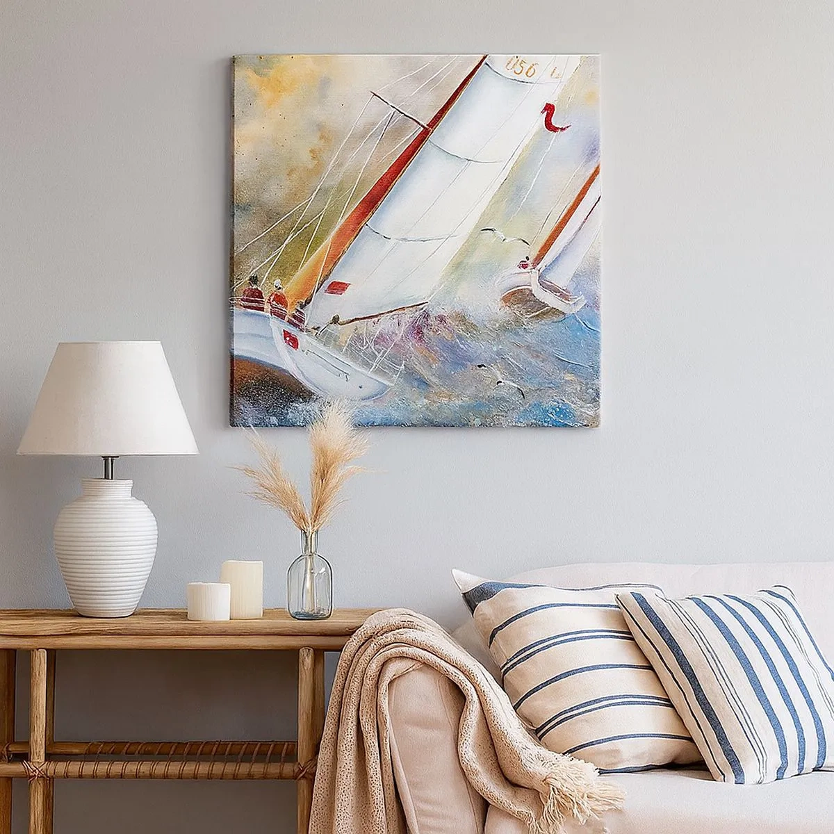 Impression sur toile - Image sur toile - Concourir sur les vagues - 30x30 cm