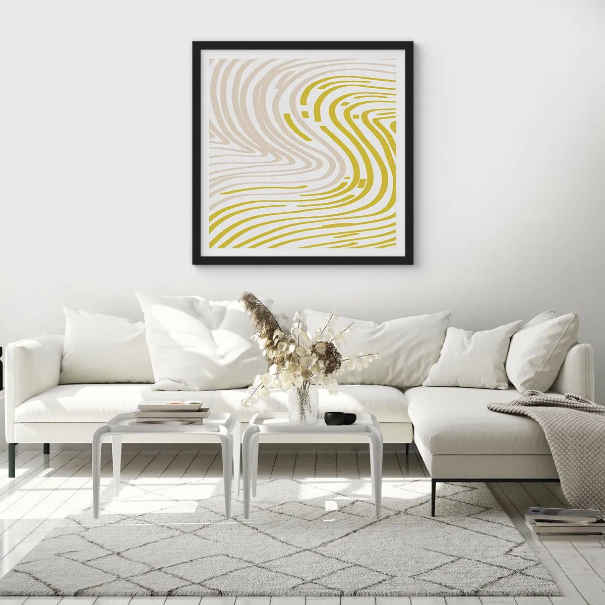 Affiche dans un cadre noir - Poster - Une composition au léger virage - 40x40 cm