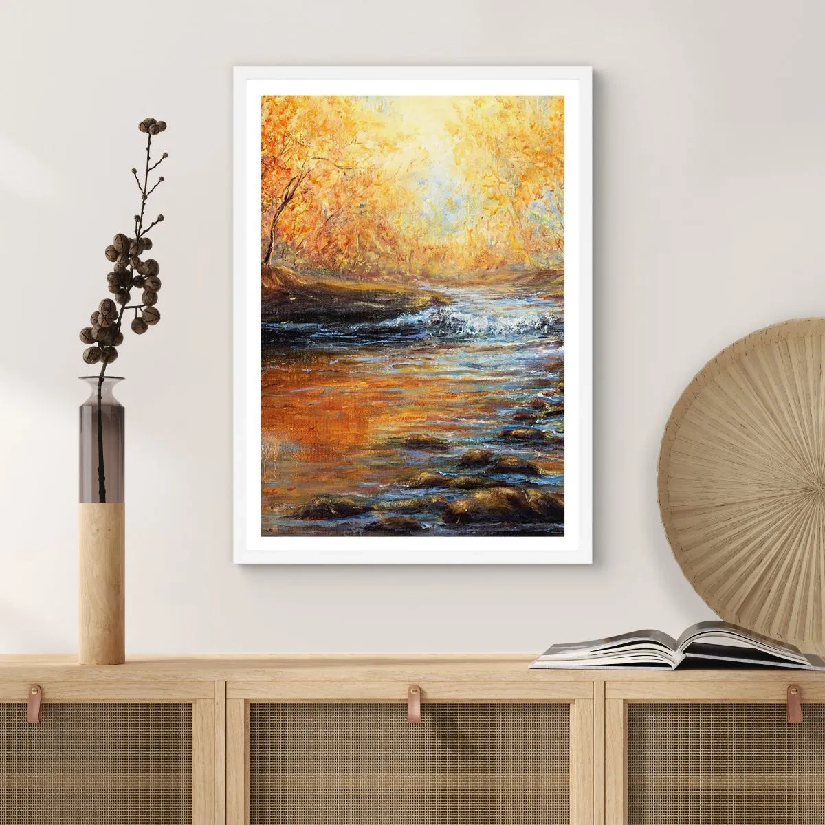 Affiche dans un cadre blanc - Poster - Le ruisseau d'or - 61x91 cm