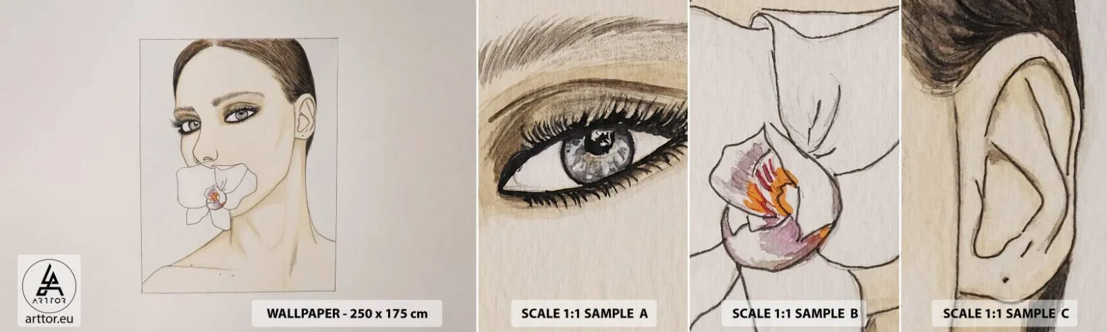 Échantillon De Papier Peint Standard Eco - Symbole de l'élégance et de la beauté - Abstraction, Morceau, Femme - 100x30 cm