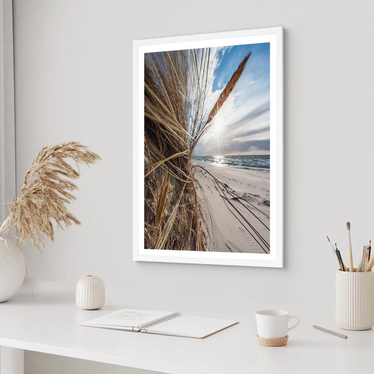 Affiche dans un cadre blanc - Poster - Rencontre des éléments - 30x40 cm