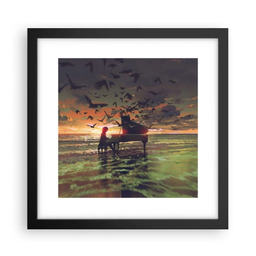 Affiche dans un cadre noir - Poster - Concert pour piano et vagues - 30x30 cm