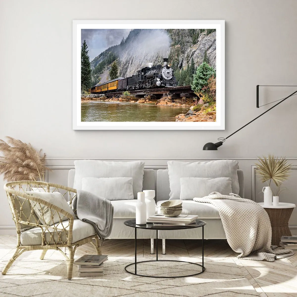 Affiche dans un cadre blanc - Poster - Et lui jusqu'où? Jusqu'où? - 50x40 cm