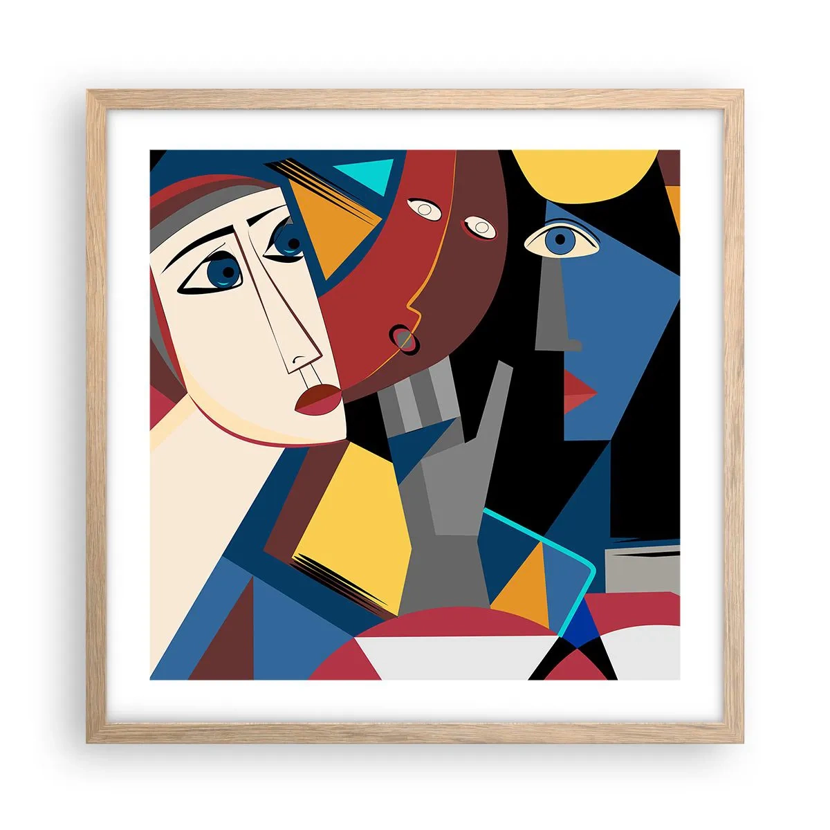 Affiche dans un chêne clair - Poster - Une conversation entre cubistes - 50x50 cm
