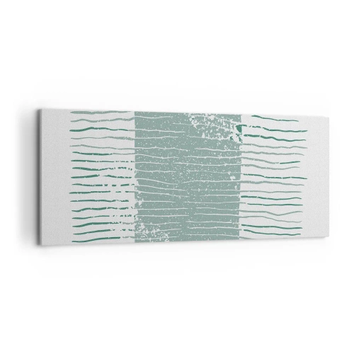 Impression sur toile - Image sur toile - Motif géométrique dans les tons vert mer et blanc - 120x50cm - Abstraction de la mer - Décoration murale moderne pour le salon et la chambre ARTTOR