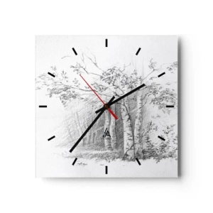 Horloge murale - Pendule murale - Lumière d'une forêt de bouleaux - 40x40 cm