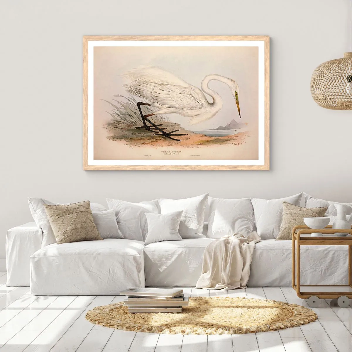 Affiche dans un chêne clair - Poster - Dame sur les joncs - 100x70 cm