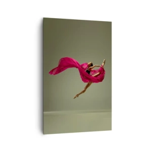Impression sur toile - Image sur toile - Danseuse de ballet dans une pose dynamique avec du tissu rose - 80x120cm - Flamme dansante - Décoration murale moderne pour le salon et la chambre ARTTOR