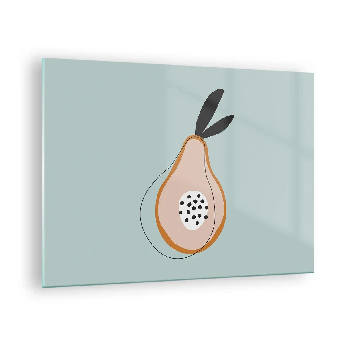 Impression sur verre - Image sur verre - Illustration abstraite d'une poire dans un style minimaliste - 70x50cm - Pénétrer la nature des choses - Décoration murale moderne pour le salon et la chambre ARTTOR