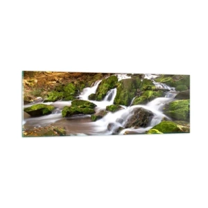 Impression sur verre - Image sur verre - Rapidement à travers la forêt d'automne - 90x30 cm