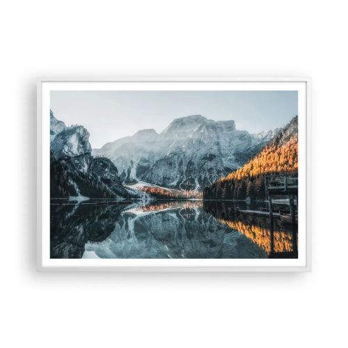 Affiche dans un cadre blanc - Poster - Reflet de paysage - 100x70 cm