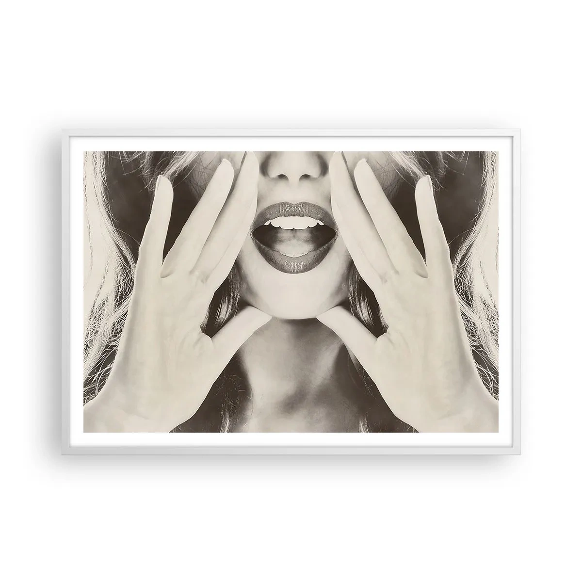 Affiche dans un cadre blanc - Poster - J'arrive! - 100x70 cm