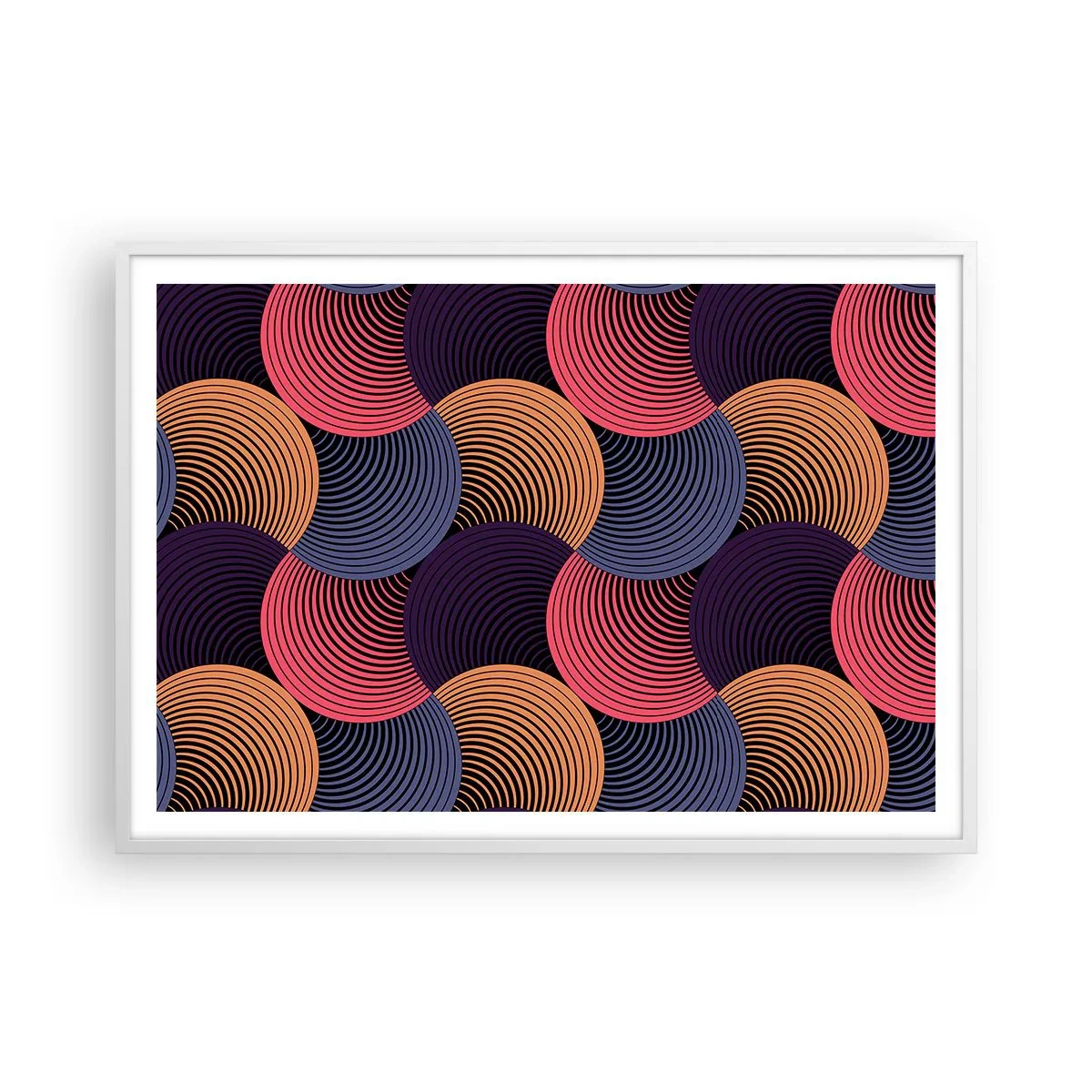 Affiche dans un cadre blanc - Poster - Dans un rythme circulaire - 100x70 cm