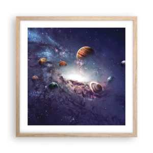 Affiche dans un chêne clair - Poster - Système de danse solaire - 50x50 cm