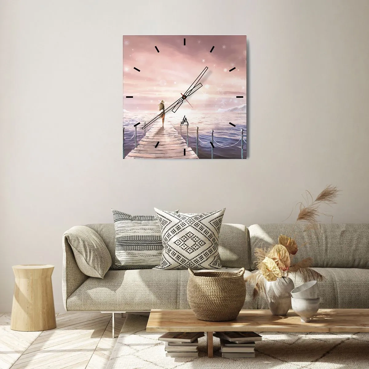 Horloge murale - Pendule murale - A la lumière d'un rêve - 40x40 cm