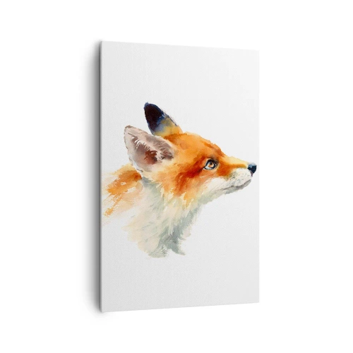 Impression sur toile - Image sur toile - Renard roux en style aquarelle sur fond blanc - 80x120cm - Vous ne pouvez jamais être trop prudent - Décoration murale moderne pour le salon et la chambre ARTTOR