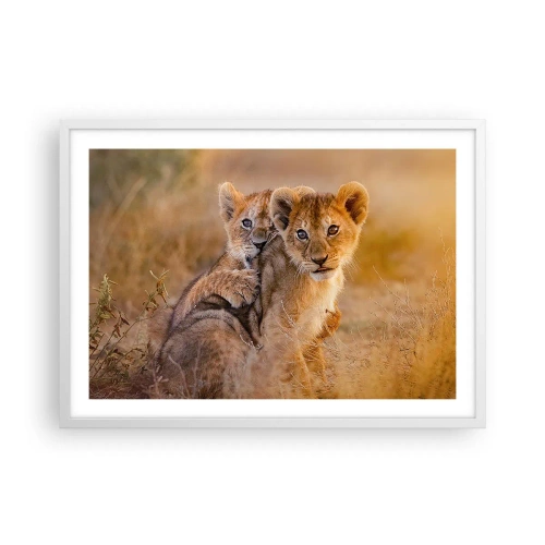 Affiche dans un cadre blanc - Poster - Ne pas déranger! On s'amuse - 70x50 cm