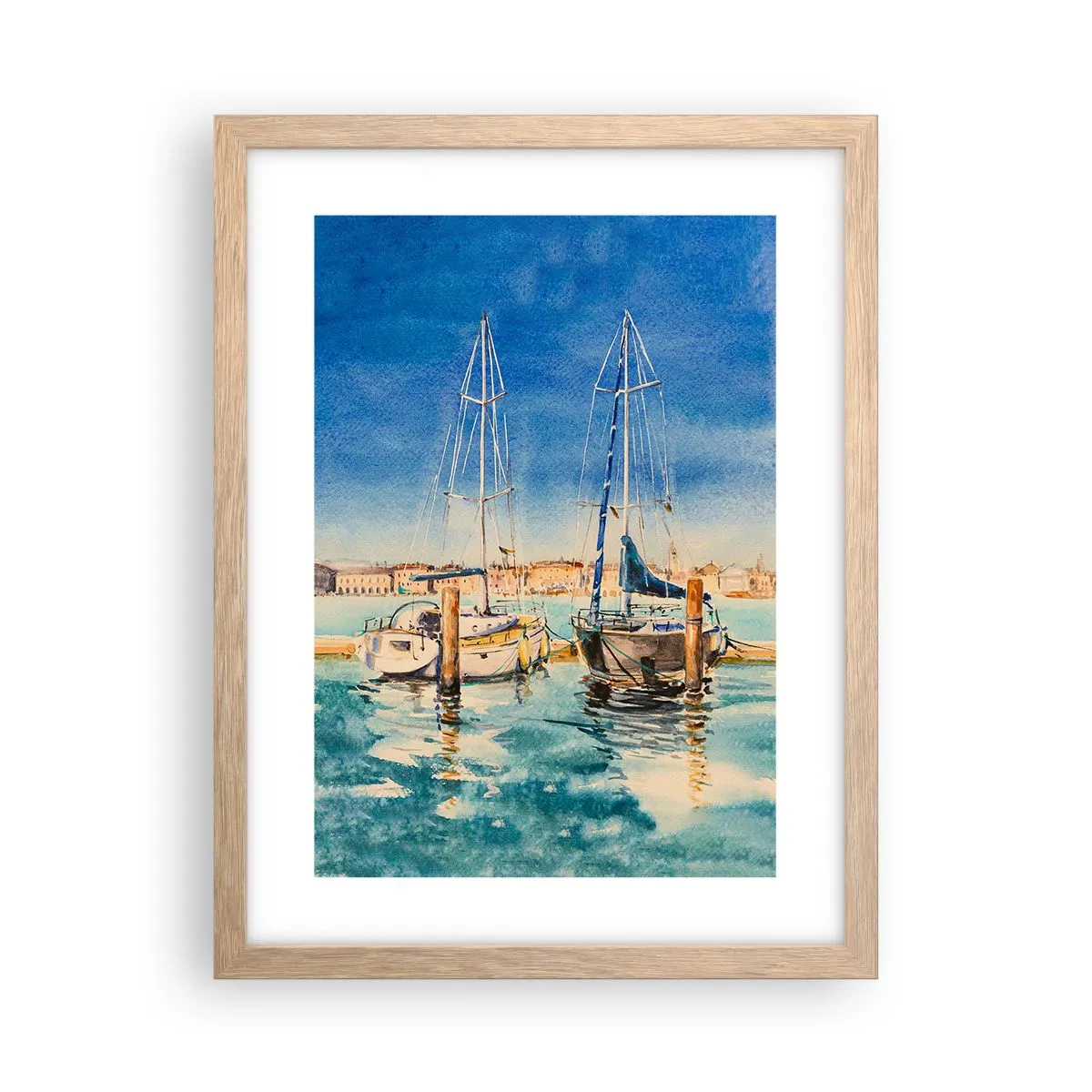 Affiche dans un chêne clair - Poster - Lagune ensoleillée - 30x40 cm