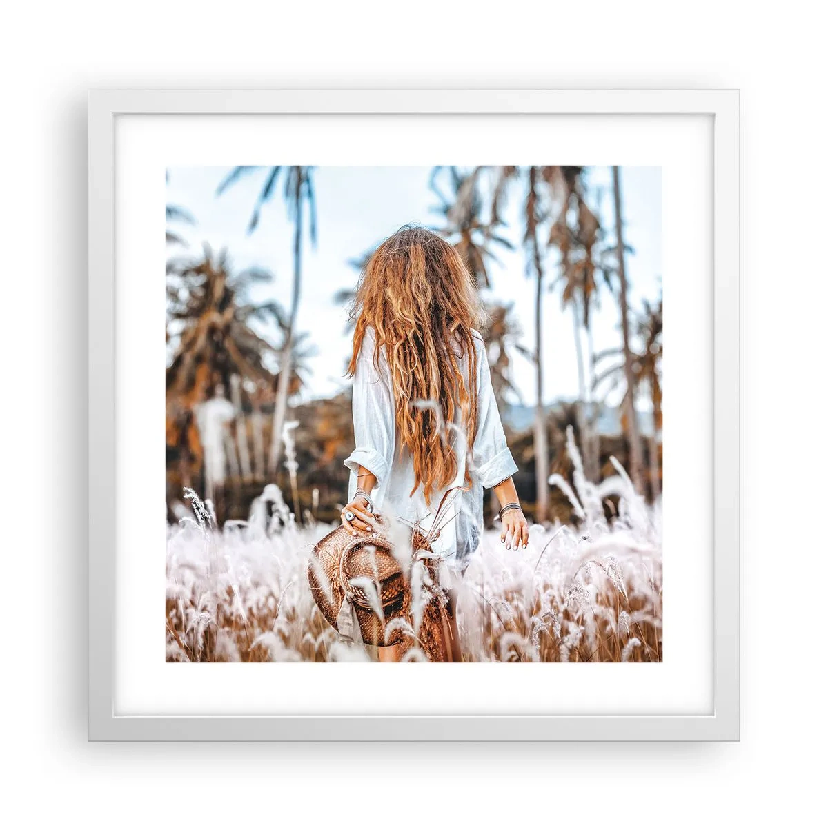 Affiche dans un cadre blanc - Poster - Né de peluches d'herbe - 40x40 cm