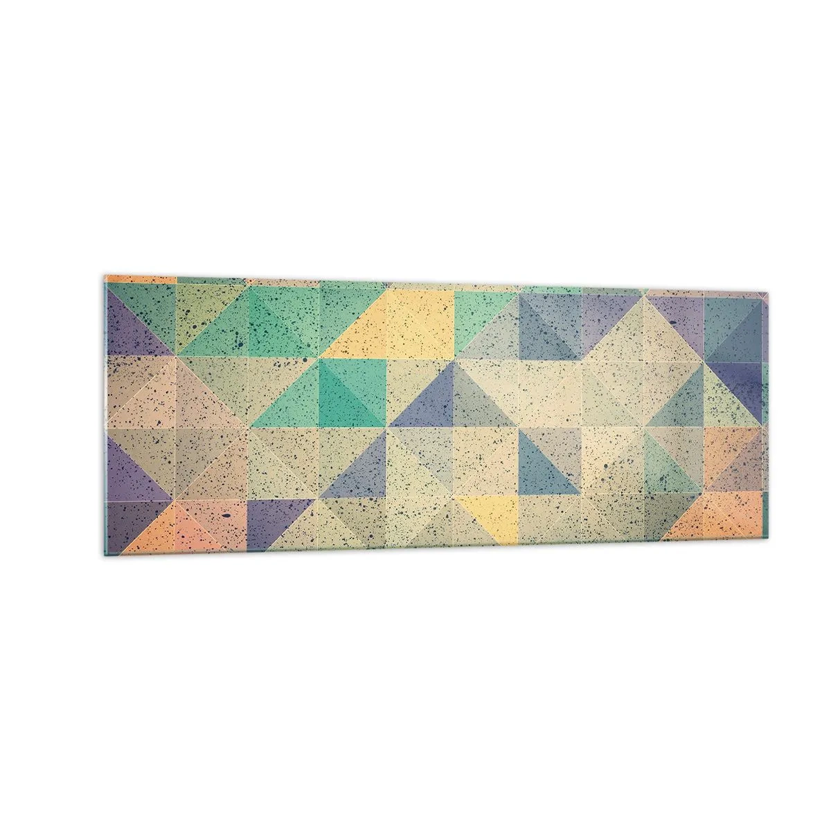 Impression sur verre - Image sur verre - Une composition colorée de triangles géométriques dans des tons pastel. - 140x50cm - République des triangles - Décoration murale moderne pour le salon et la chambre ARTTOR