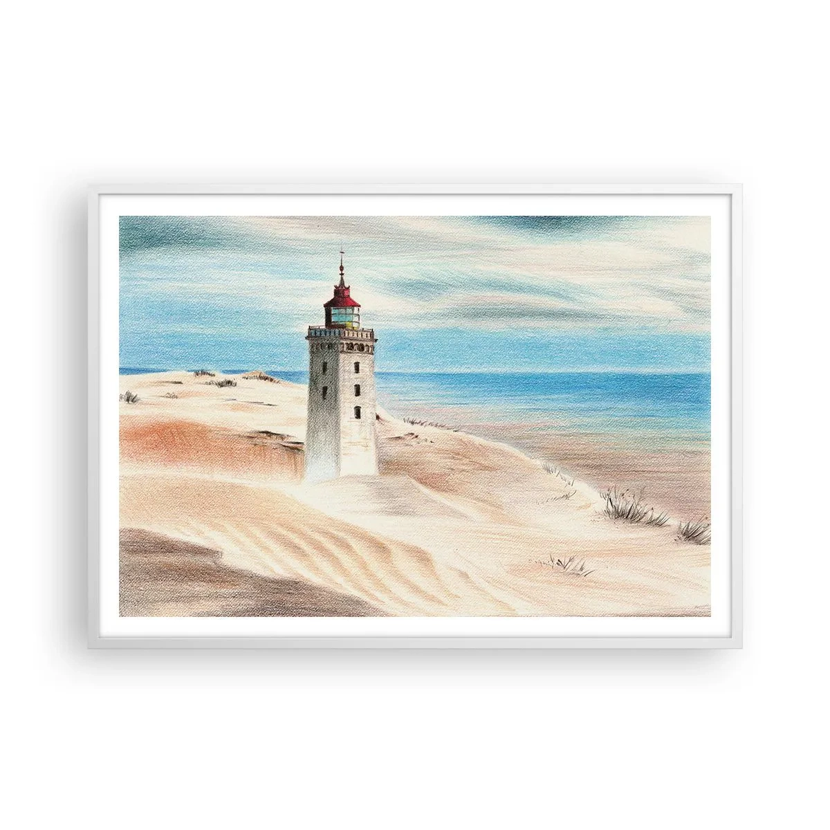 Affiche dans un cadre blanc - Poster - Toujours regarder la mer - 100x70 cm