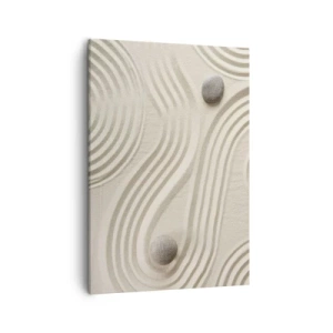 Impression sur toile - Image sur toile - Design zen minimaliste avec du sable et des pierres - 50x70cm - Touche de chaleur - Décoration murale moderne pour le salon et la chambre ARTTOR