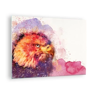 Impression sur verre - Image sur verre - Portrait à l'aquarelle d'un aigle aux couleurs intenses - 70x50cm - Tu ne veux pas savoir à quoi je pense - Décoration murale moderne pour le salon et la chambre ARTTOR