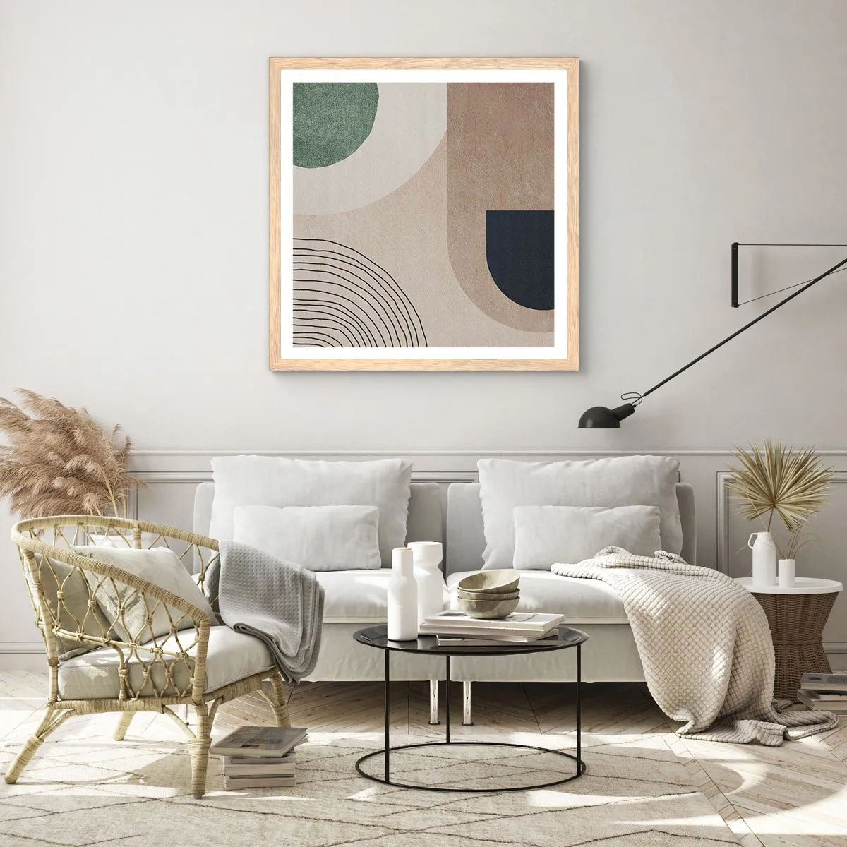 Affiche dans un chêne clair - Poster - La douceur de l'ovale - 40x40 cm