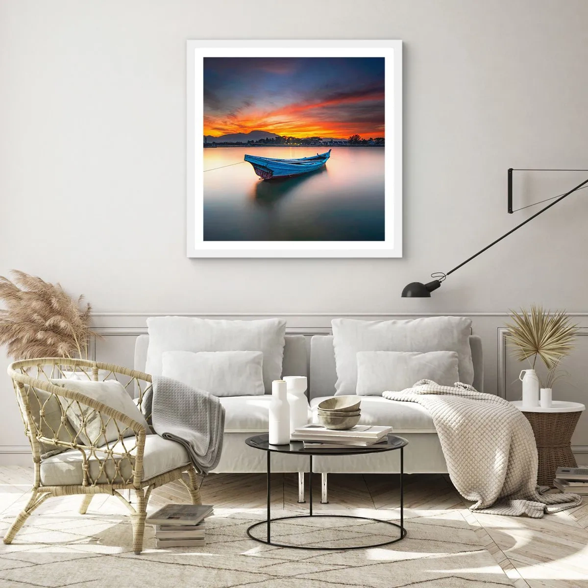 Affiche dans un cadre blanc - Poster - Une bonne nuit arrive - 50x50 cm