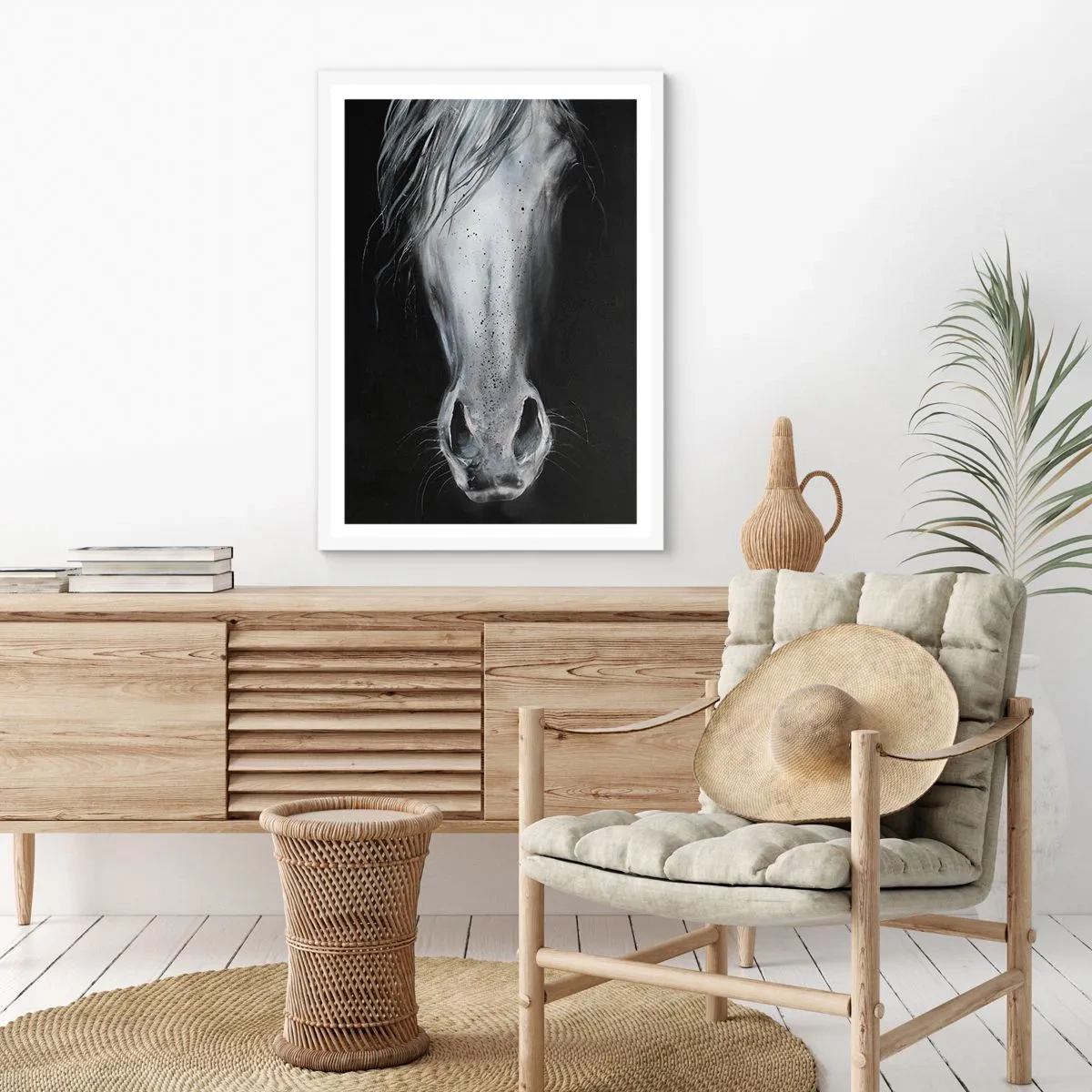 Affiche dans un cadre blanc - Poster - Regard séduisant - 70x100 cm