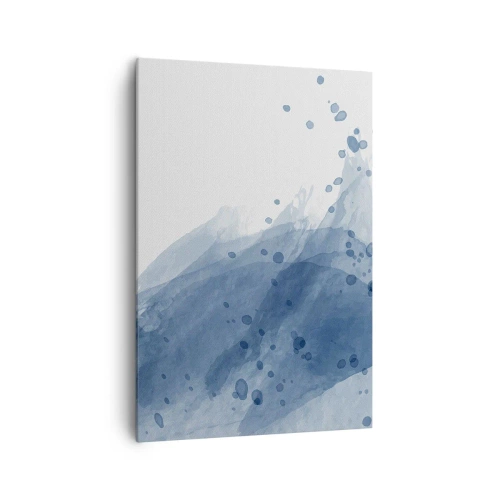 Impression sur toile - Image sur toile - Taches et stries abstraites dans des tons de bleu - 70x100cm - Tulle bleu - Décoration murale moderne pour le salon et la chambre ARTTOR