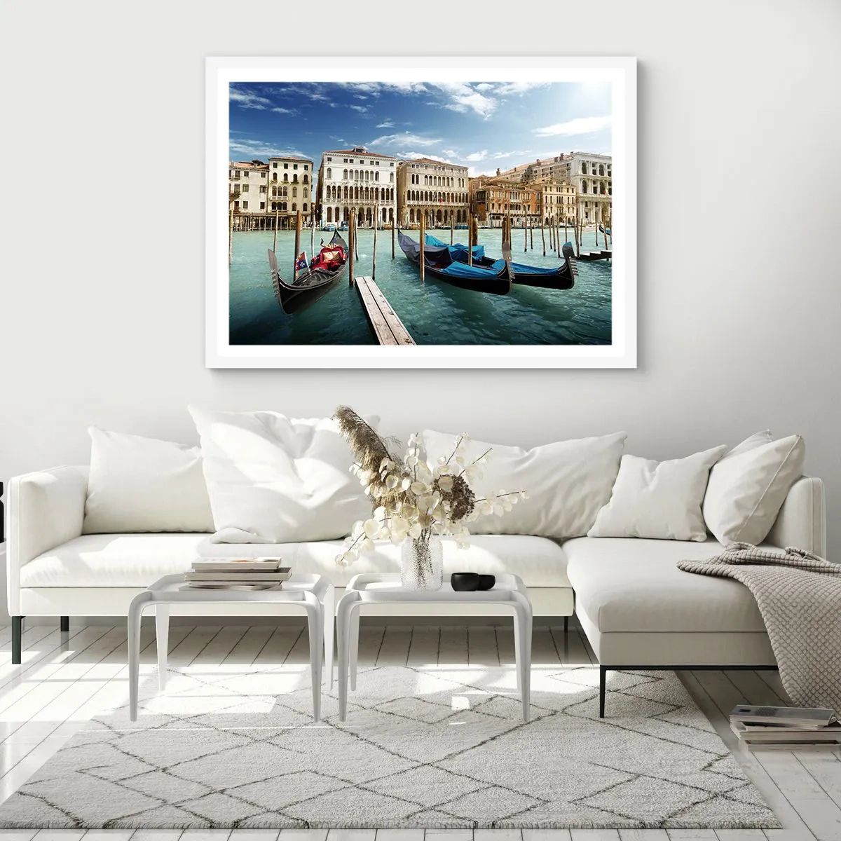 Affiche dans un cadre blanc - Poster - Palace bleu ciel - 100x70 cm