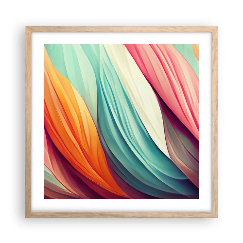 Affiche dans un chêne clair - Poster - Tissage arc-en-ciel - 50x50 cm
