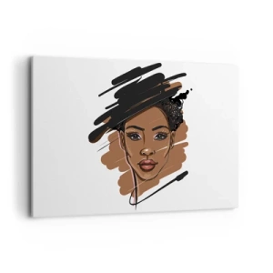 Impression sur toile - Image sur toile - Portrait d'une femme aux traits de peinture artistiques - 120x80cm - Doux comme le chocolat - Décoration murale moderne pour le salon et la chambre ARTTOR