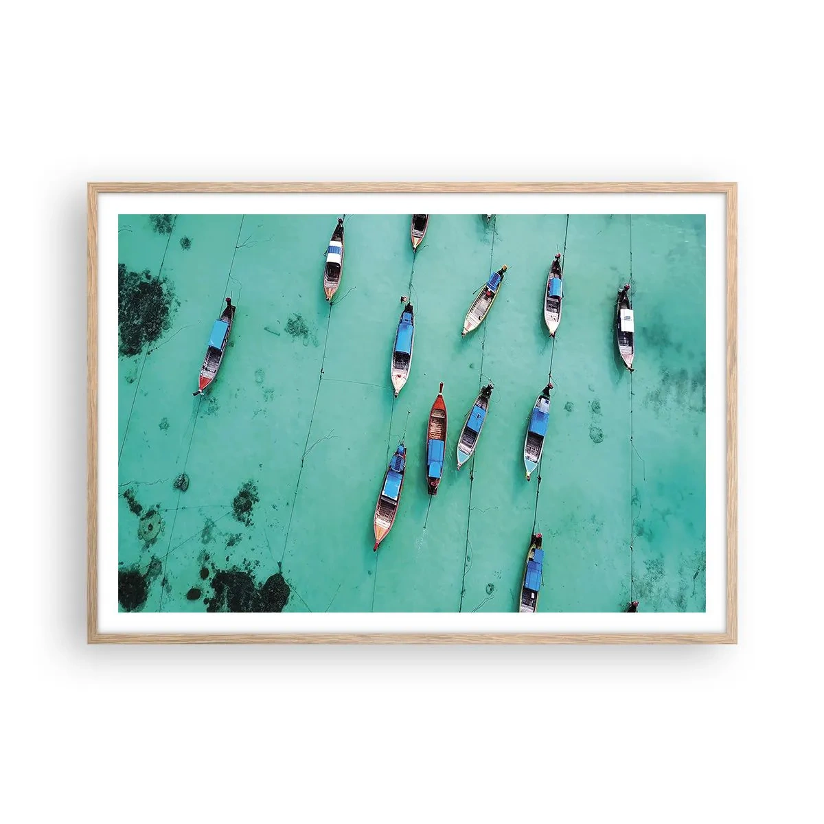 Affiche dans un chêne clair - Poster - Dans une attente jouyeuse - 100x70 cm