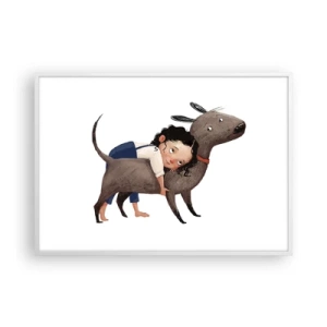 Affiche dans un cadre blanc - Poster - Les meilleurs amis - 100x70 cm