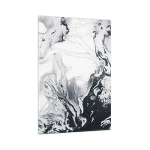 Impression sur verre - Image sur verre - Motif abstrait monochrome avec effet marbré - 80x120cm - Au centre de la Terre - Décoration murale moderne pour le salon et la chambre ARTTOR