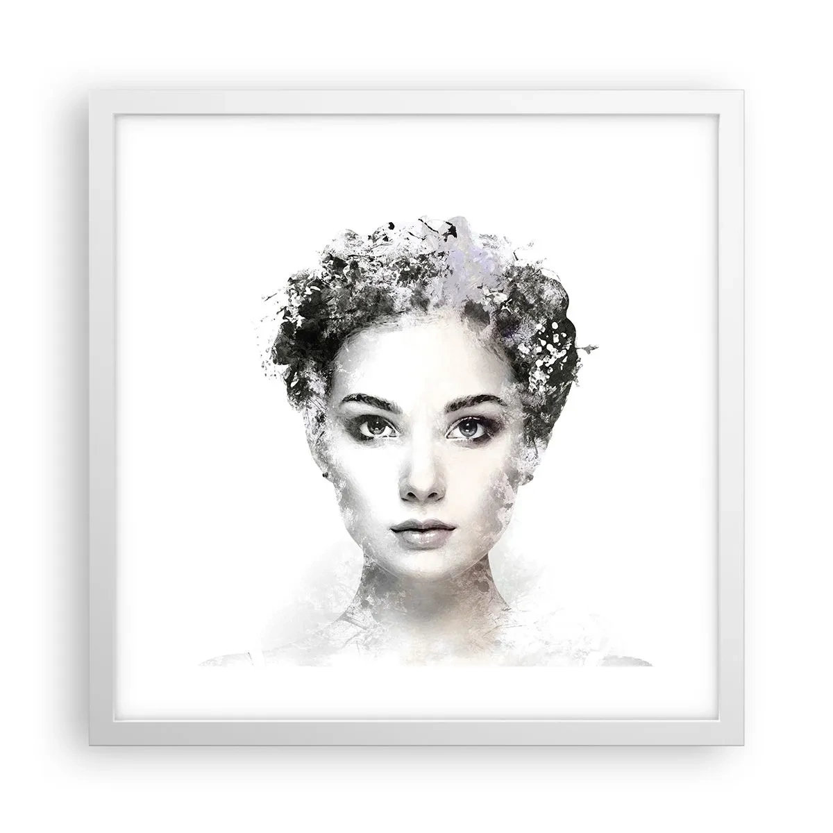 Affiche dans un cadre blanc - Poster - Un portrait extrêmement stylé - 40x40 cm