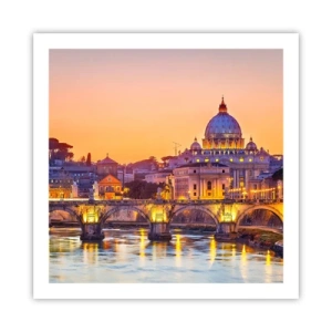 Affiche - Poster - Coucher de soleil sur la ville éternelle - 60x60 cm